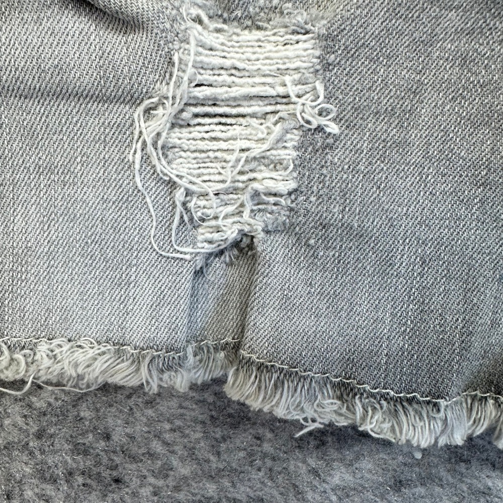 Rich & Skinny Denim Shorts Womens 34 Grey Good Distressed Button Fly Raw Hem - Picture 12 of 16